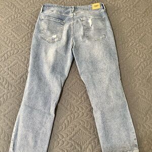 Levi's Blue Straight Leg Jeans with Distressed Details